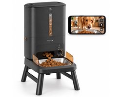 Pawloff Titan Automatische Voerbak hond – 15 liter – Full HD Camera met Nachtzicht – Voerautomaat voor Kat en Hond - Appbediening – Ergonomisch Design 2 voerhoogtes – Zwart