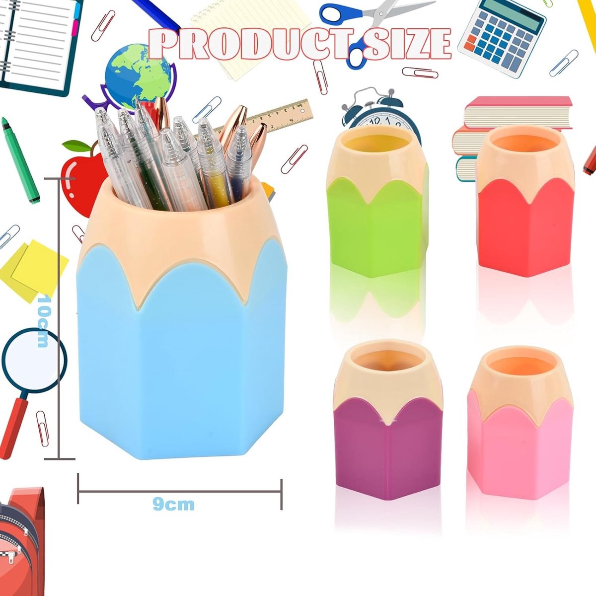 Creatieve Pennenhouder Set van 5 Stukken van Plastic voor Organisatie en Decoratie van Bureauaccessoires
