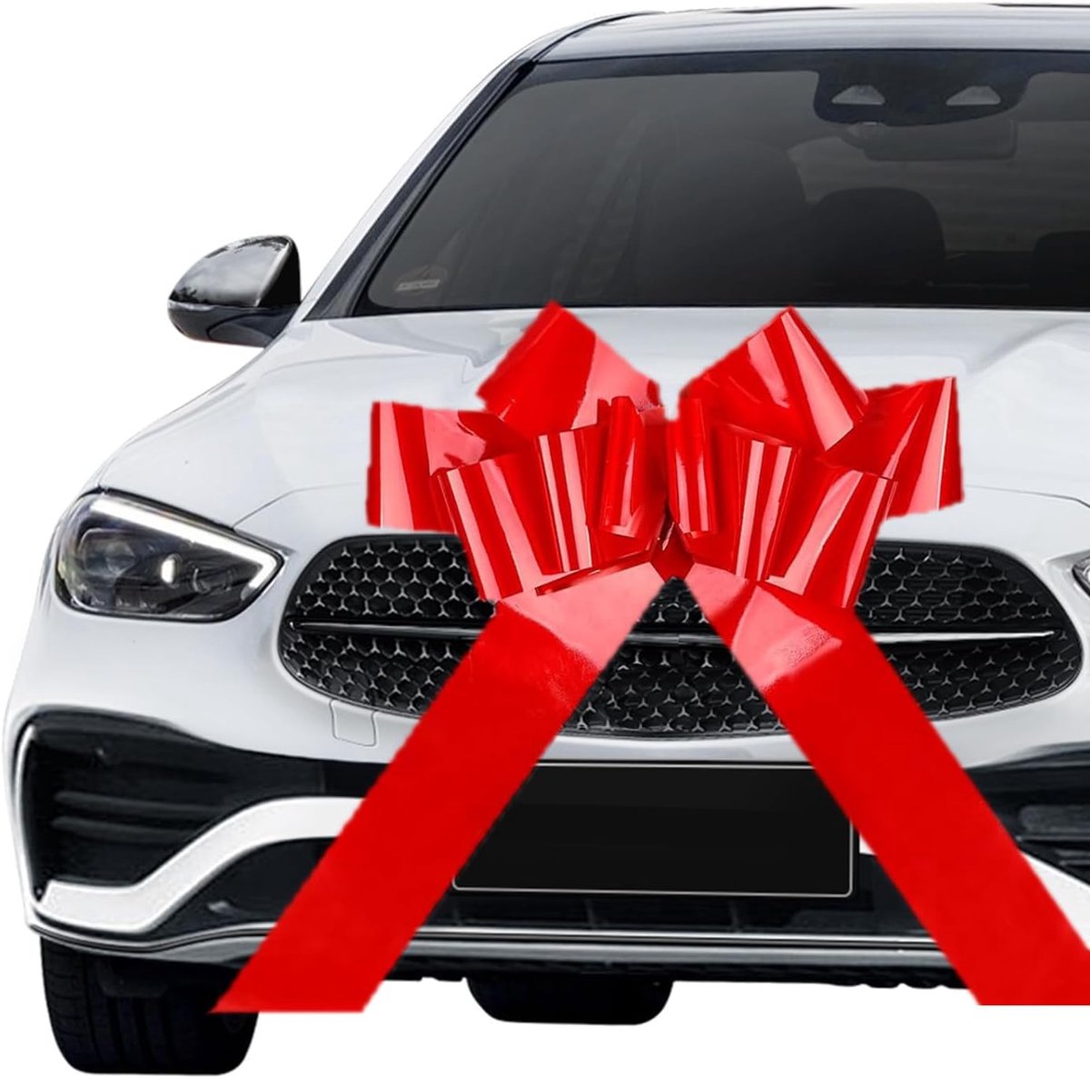 rode strik voor auto, grote cadeaustrik, grote autolint met kleine strikken en zuignap voor auto, fiets, bruiloft, Kerstmis, verjaardagen