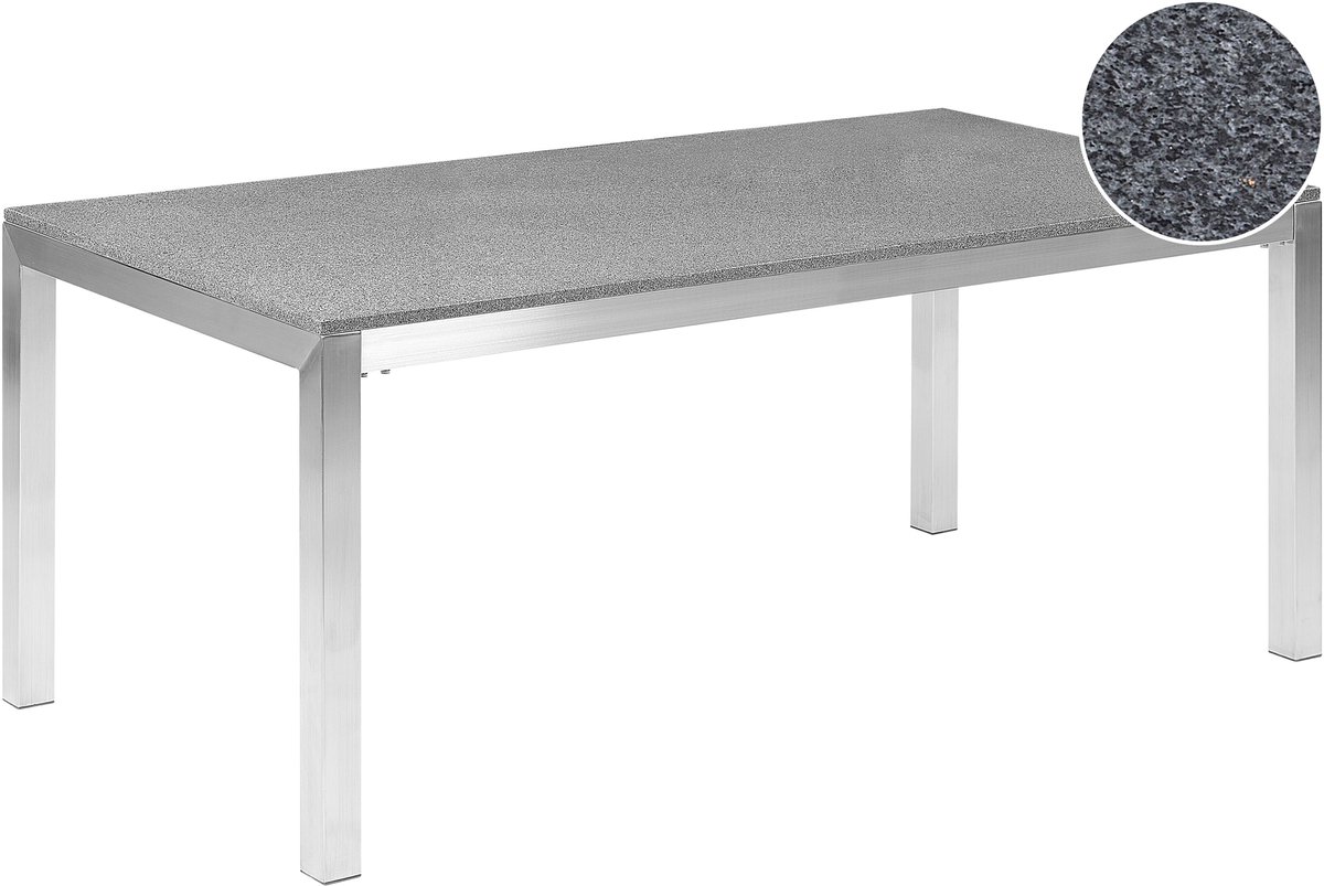 Beliani GROSSETO - Tuintafel - Donkergrijs - 180 x 90 cm - Graniet