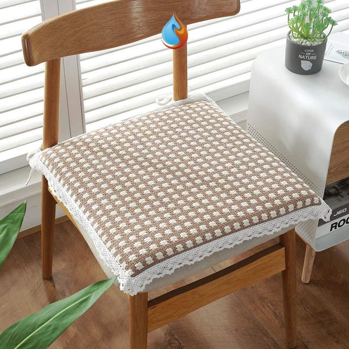 Dikke Eetkamerstoelkussens, Streep Effen Kleur Zachte Zitkussens Stoelen Gewatteerde Kussens Met Tie Voor Eetkamer Thuiskantoor Keuken Binnen-D 50x50cm/15,7 "x15,7"
