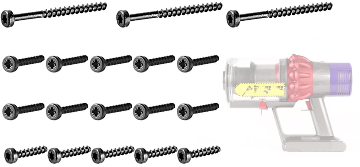 Schroevenset voor Dyson V6 V7 V8 V10 V11 stofzuiger, 10 universele schroeven, 5 T8-schroeven, 3 T8 lange schroeven