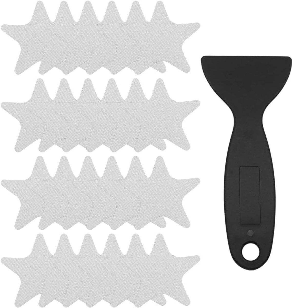 24 stuks Star Style antislip zelfklevende pads, veiligheid antislip labels met fijne schraper voor bad, doucheruimte, trappen, wit