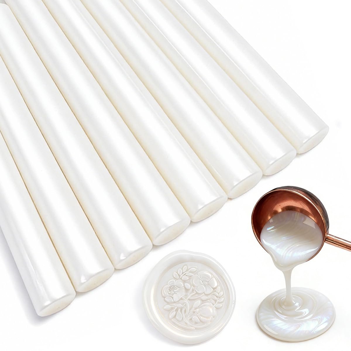 11 mm zegellak sticks – Lakzegel sticks voor lijmpistool wax – Ideaal voor lakzegels, brieven, kaarten, wijnverpakking, knutselen en huwelijksuitnodigingen – 20 stuks Parelwit