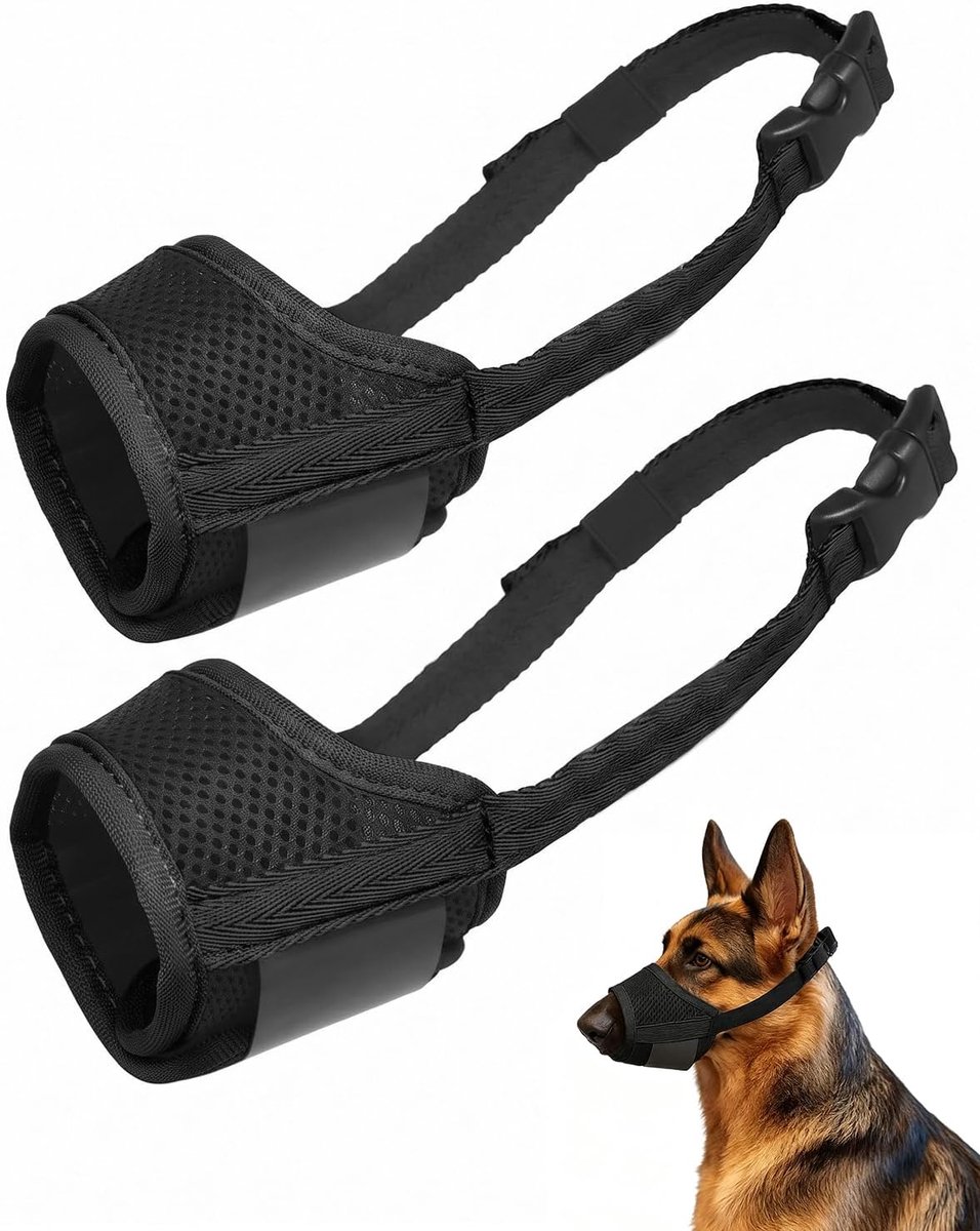 2 stuks muilkorf voor honden, verstelbaar en ademend, zachte bescherming tegen bijten, voor kleine en middelgrote honden, ideaal voor wandelingen en bezoeken aan de dierenarts
