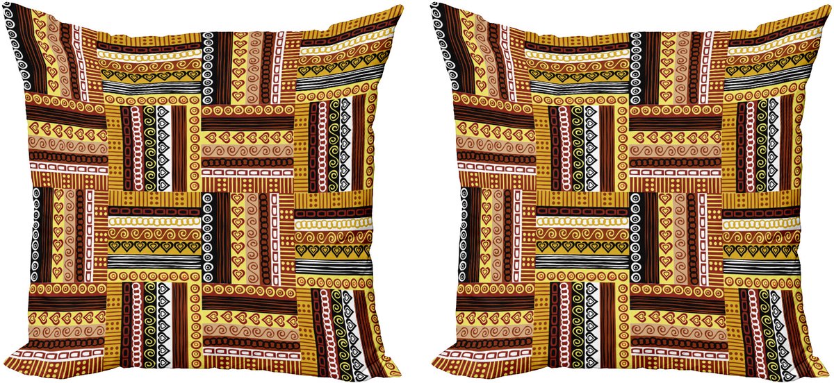 ABAKUHAUS Etnisch Sierkussenhoes Set van 2, Orientalische Motief, Modern Accent Dubbelzijdige Digitale Print, 60x60, Meerkleurig