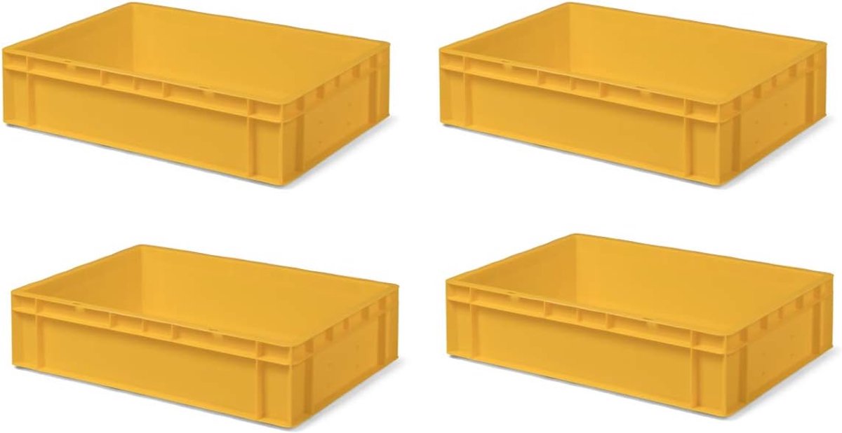 4 stuks transportstapelbakken TK614-0 geel, lxbxh 600x400x145 mm, uit PP, volume: 26 liter, echte industriële kwaliteit ook geschikt voor voedsel