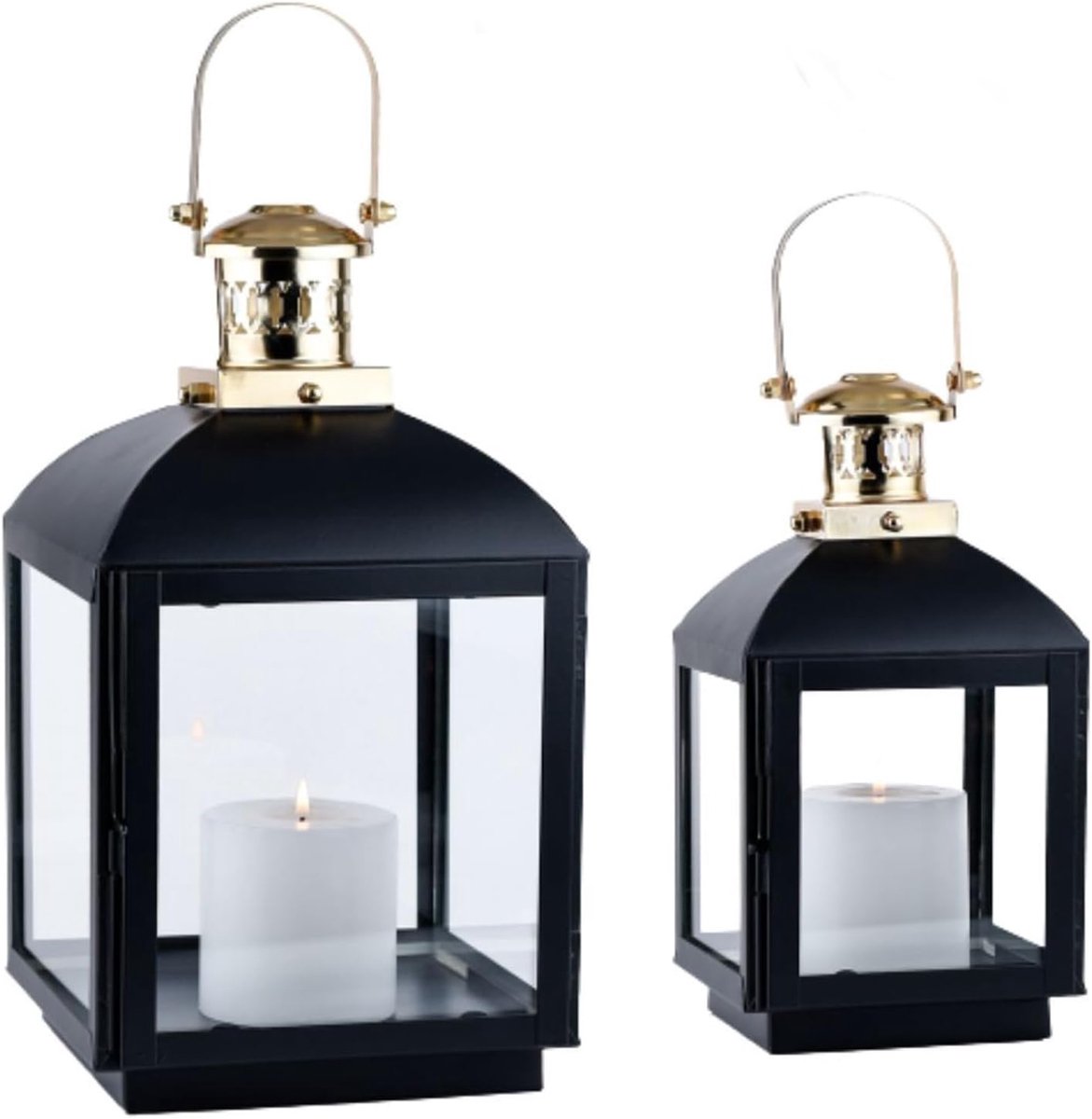 Set van 2 LED-lantaarns in Scandinavisch design voor op het balkon of in de tuin – Eilin