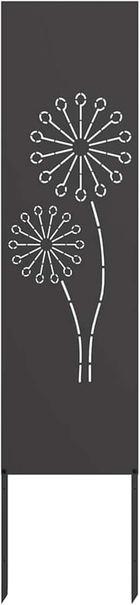 Tuin, zwart, 32x140 cm, decoratief stalen scherm met ingelegd voor privacy op terras, balkon en tuin