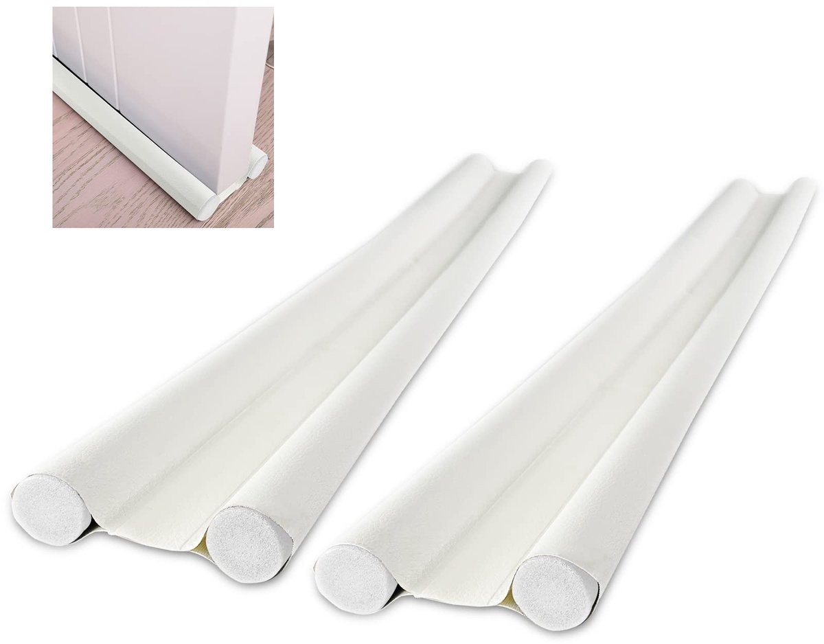 Famanu – 2 stuks tochtstopper voor deuren met dubbele afdichting, 96 cm, deurafdichting, op maat te snijden, effectief tegen tocht, lawaai, kou en insecten, windstopper, tochtstopper, schuimkatoen
