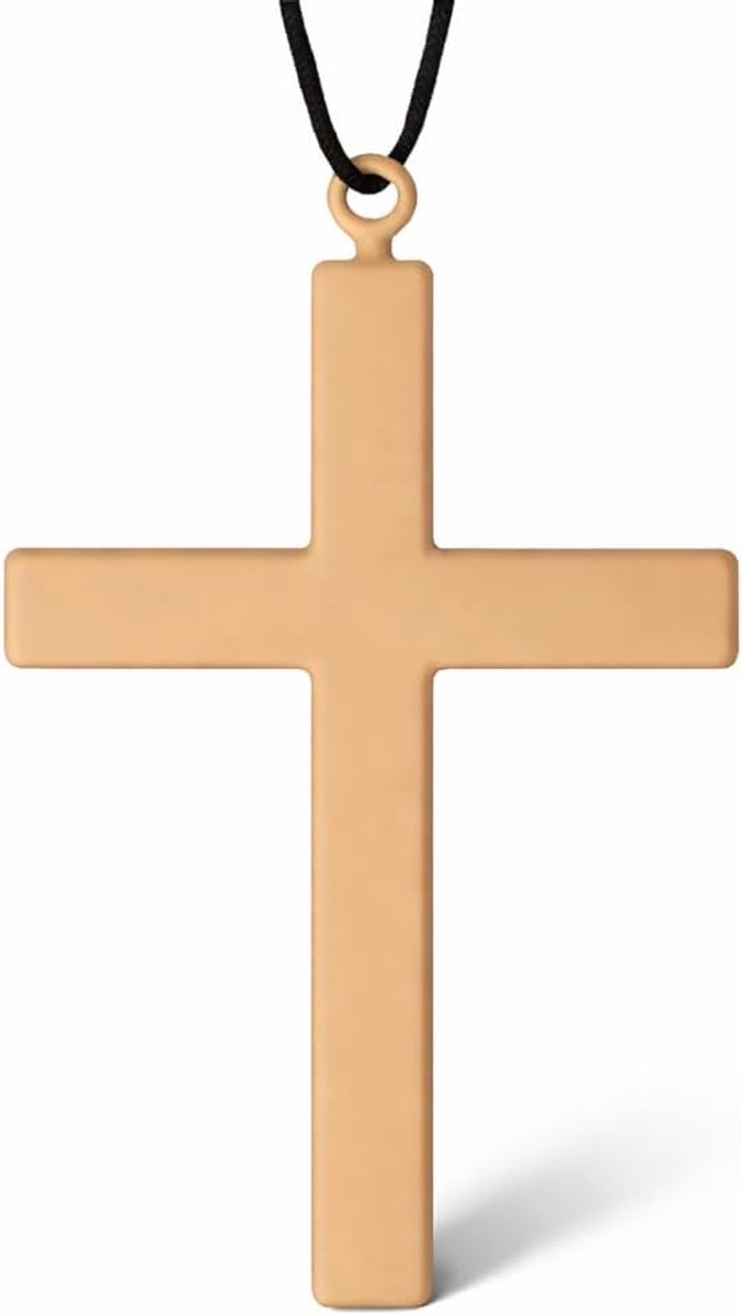 kruis ketting met grote kruis hanger voor carnaval als kostuumaccessoire voor dames en heren non priester monnik geestelijke