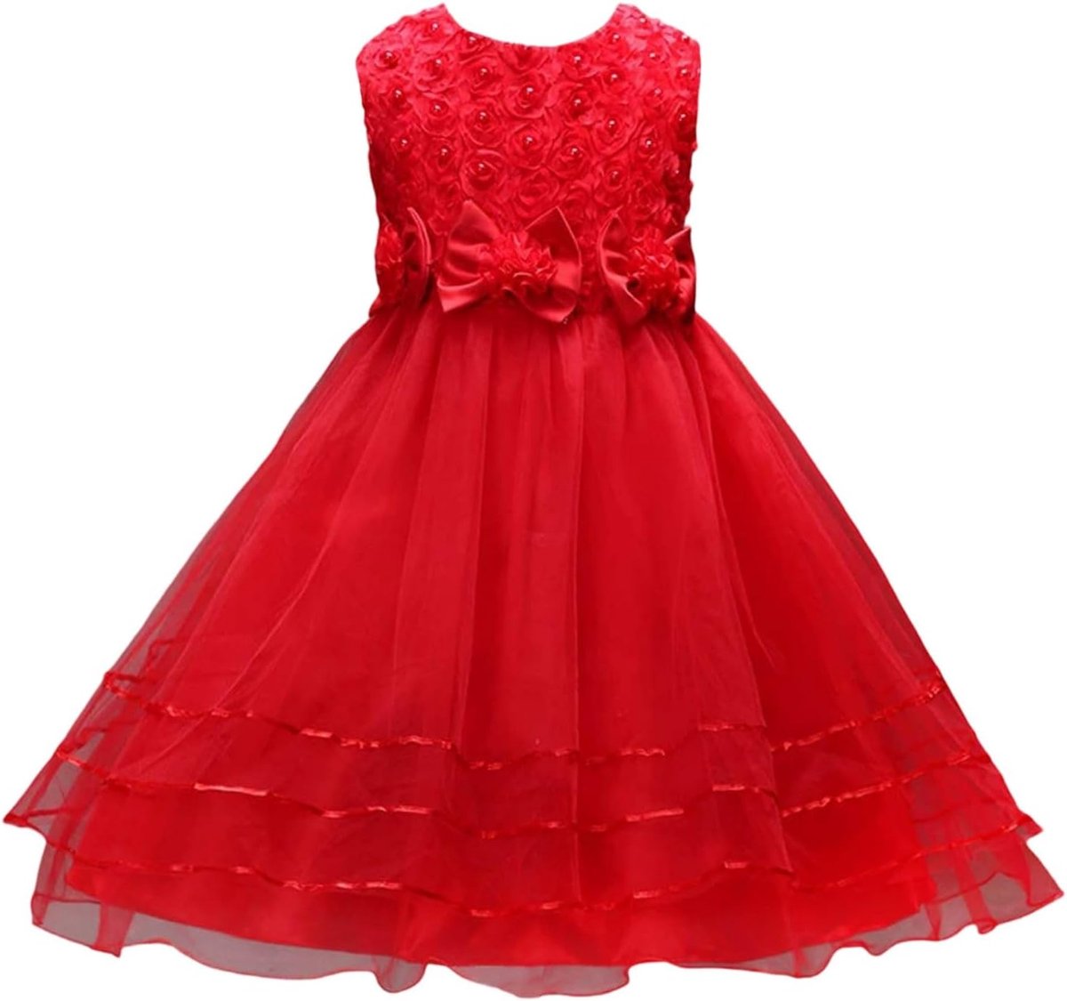 Prinsessenjurk voor meisjes, ceremonie, avond, Kerstmis, party, avondjurk, tule, ruches, pofmouwen, lange mouwen, klein meisje, koningin, bruiloft, cocktail, borduurwerk, A59
