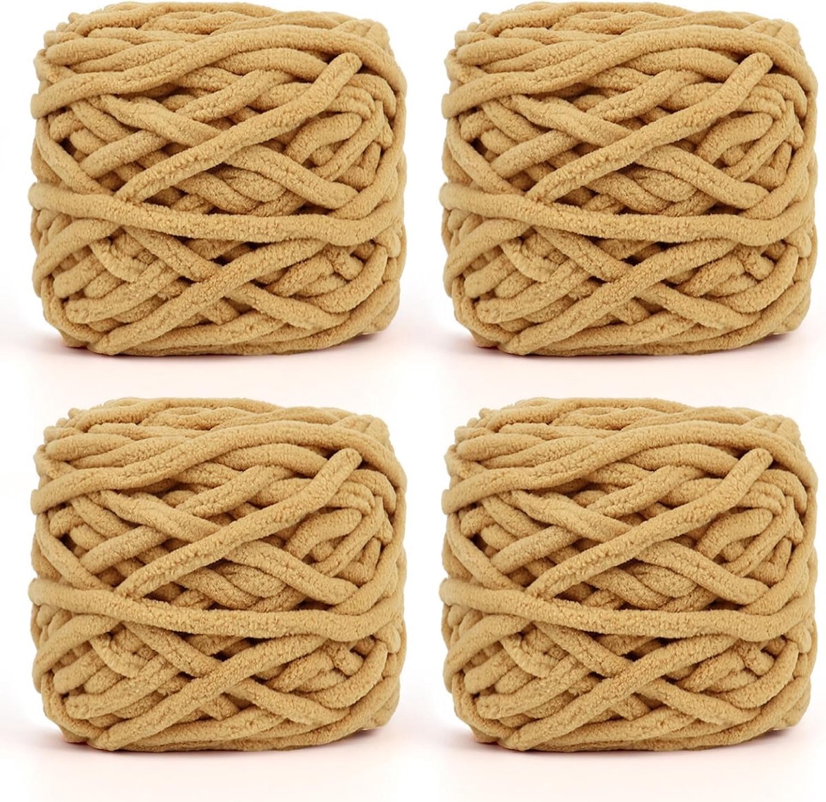 Wol, 4 x 100 g Chunky garen, 7-8 mm, kaki