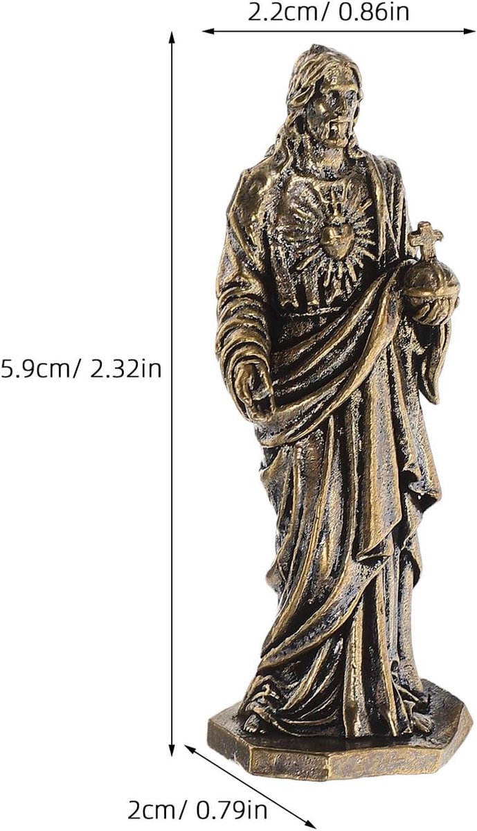 Brass Jesus Figurine Kleine Religieuze Beeldje voor Desktop Tuindecoratie Compact Spiritueel Geschenk voor Geloof Meditatie — afbeelding 2