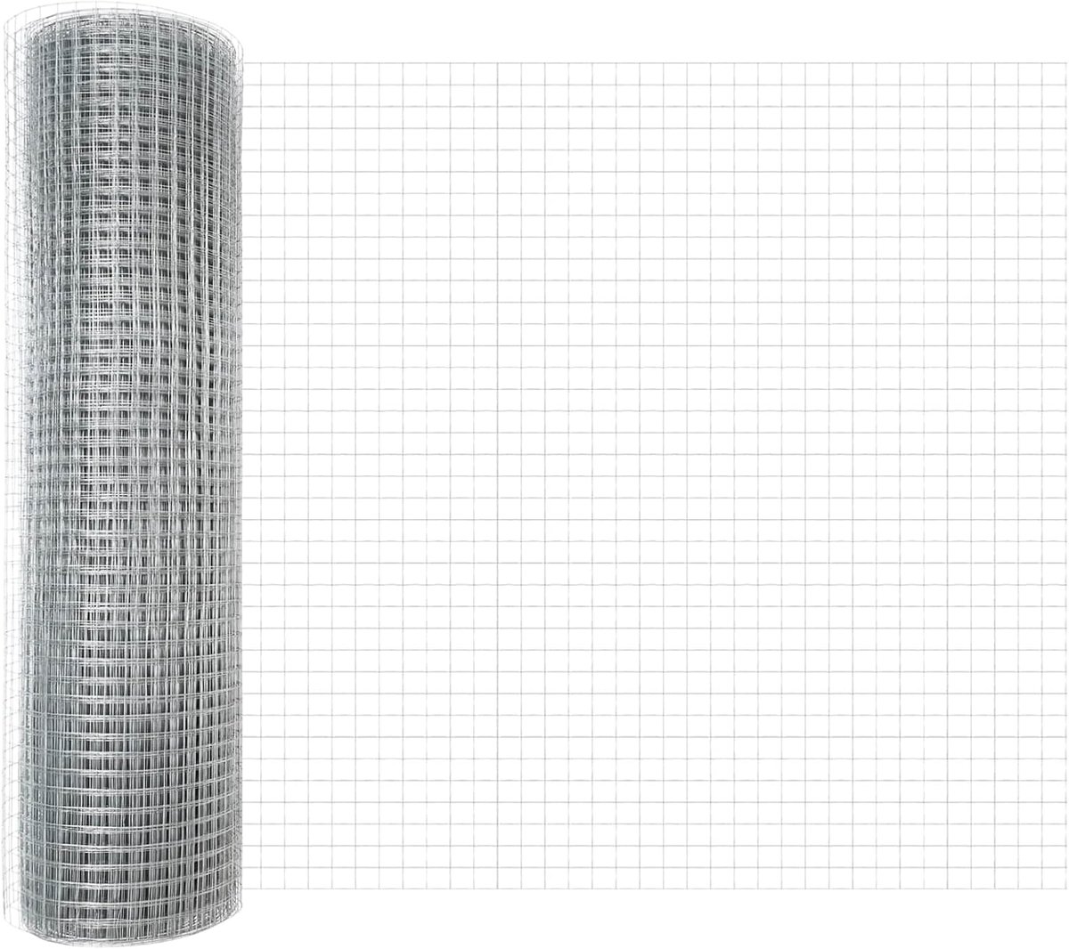 Draadomheining, zilver, 0,4 x 100 m, rechthoekig draadhek voor buiten, modern hek van voor tuin en terras, eenvoudige montage