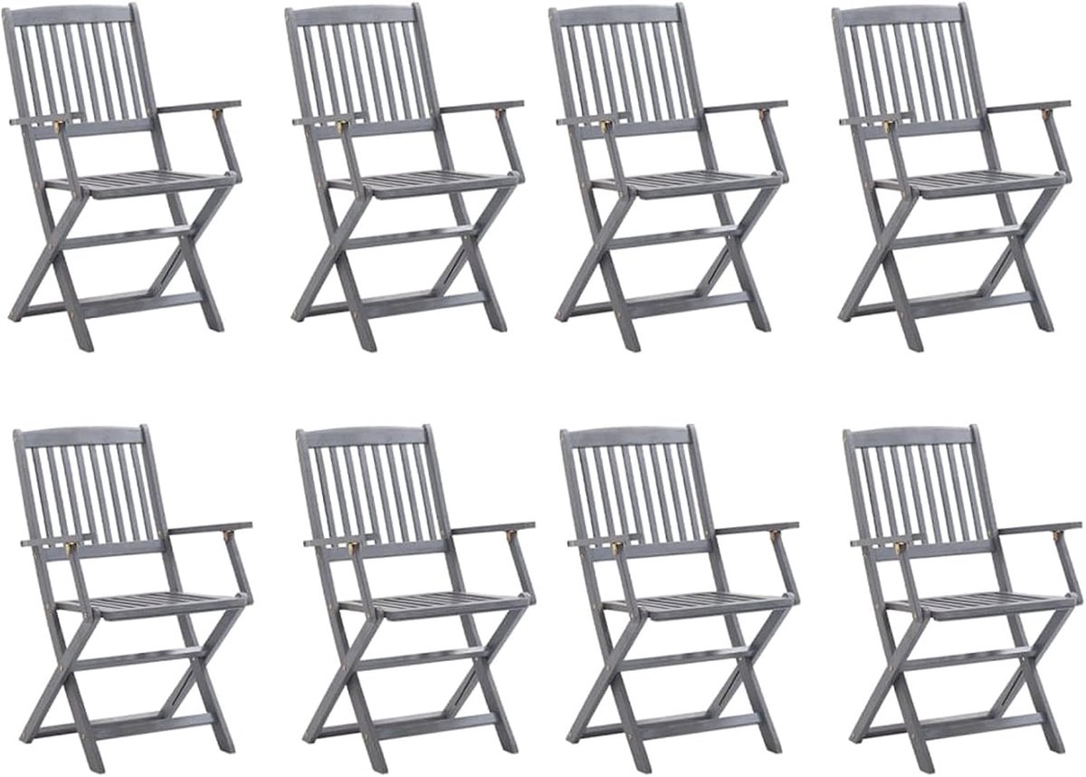 Tuinstoelen, inklapbaar, 8 stuks, massief acaciahout, eettafelstoel