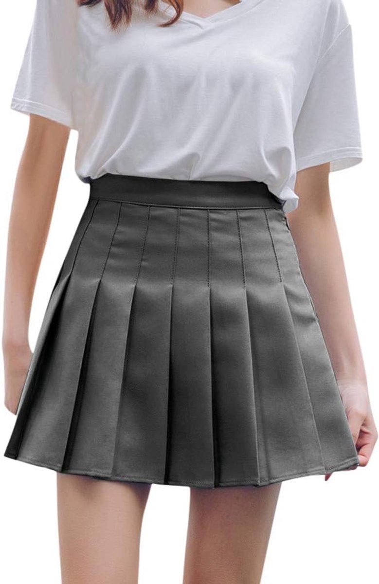 Damesrok, hoge taille, geplooid, uitlopend, trapezium, portefeuille, effen, modieus, kantoor, avond, werk, dagelijks gebruik, vakantie, strand, party, cocktail, A19