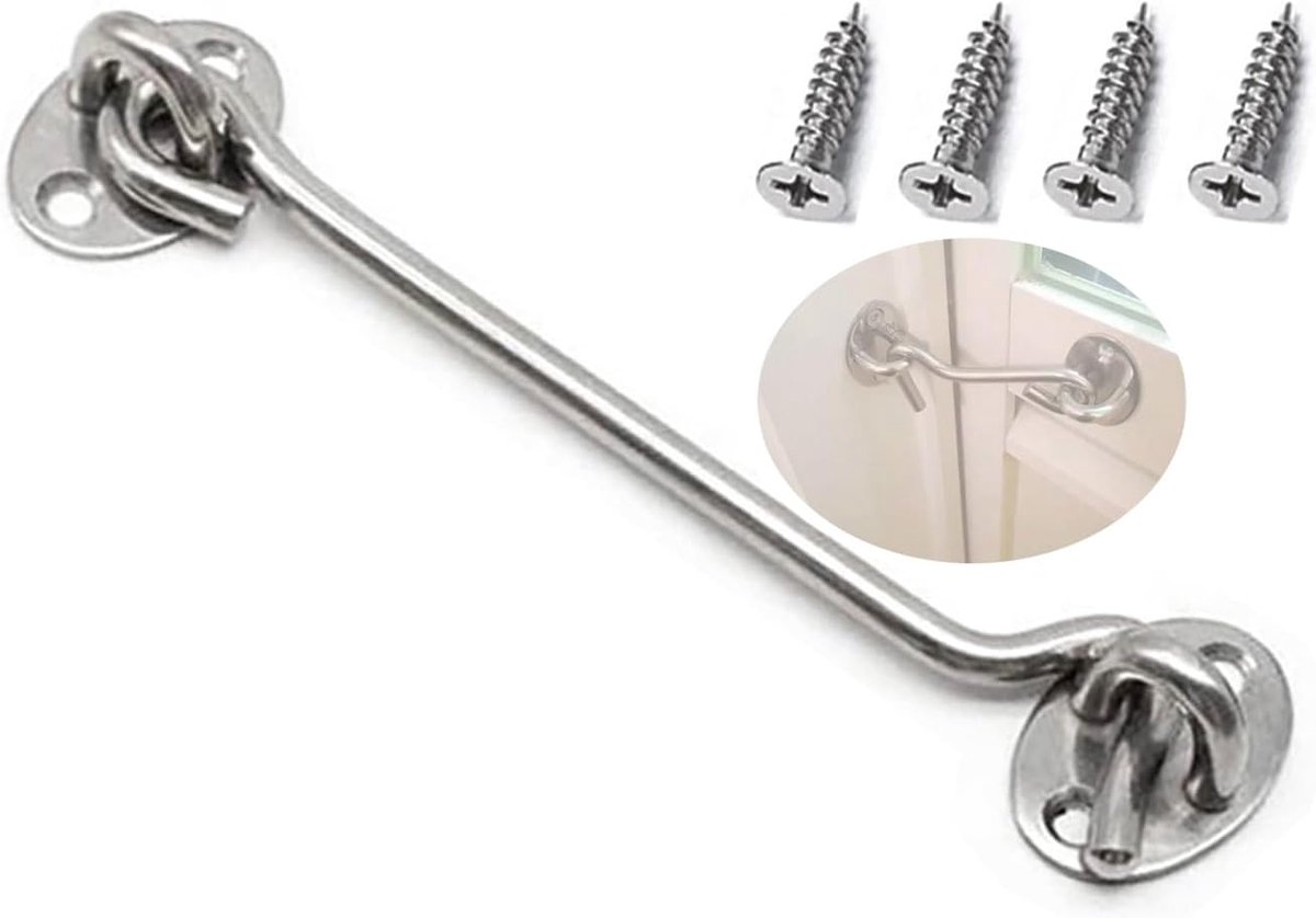 150mm Chrome Cabine Haak, 6 Inch Cabine Haak Eye Deur Klink Rvs Gate Latch, Venster, Tuin, Deur