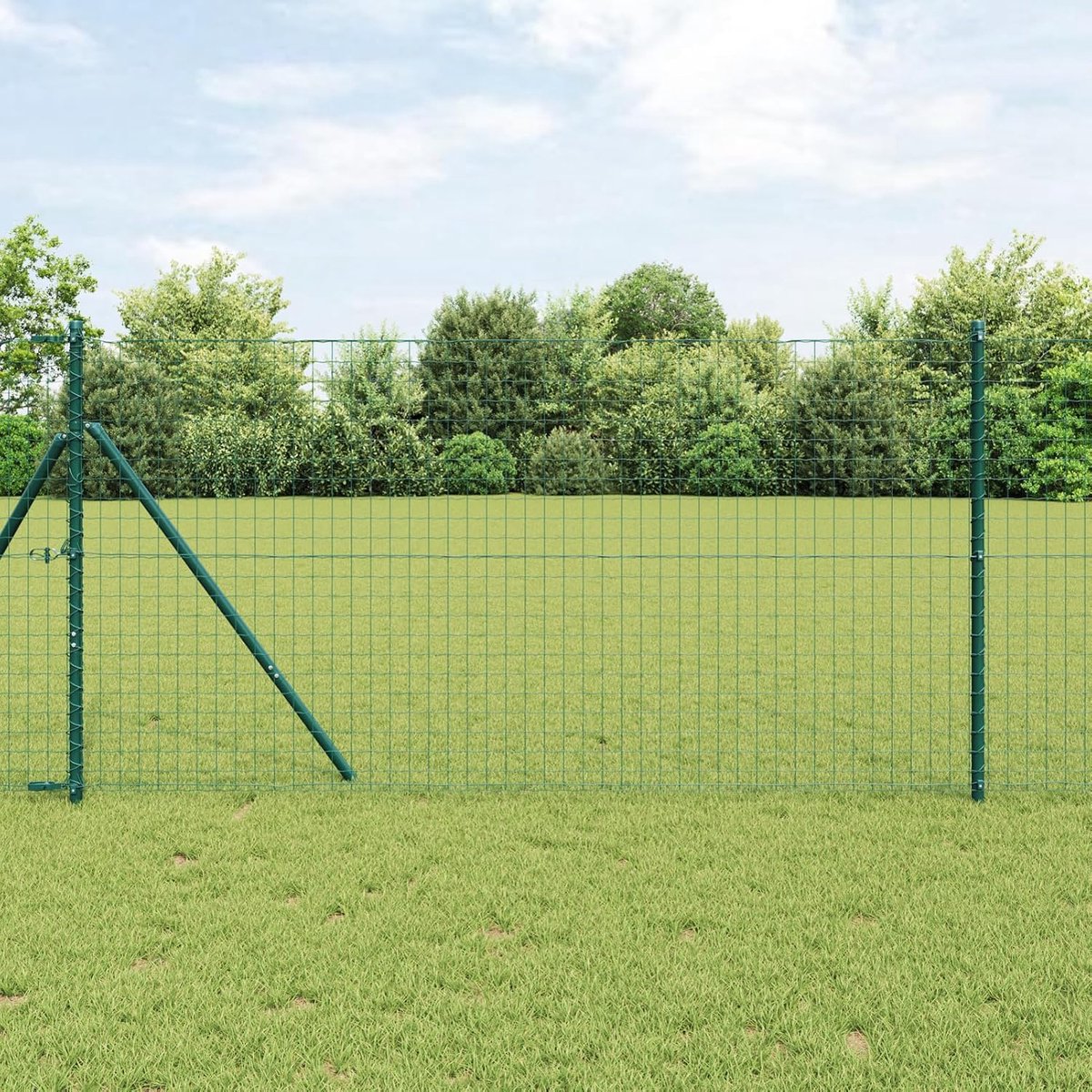 Tuinhekpalen, 2 stuks, groen, 180 cm, gepoedercoat staal, draadomheining voor hekken, groentebedden, kippenren weideperceel