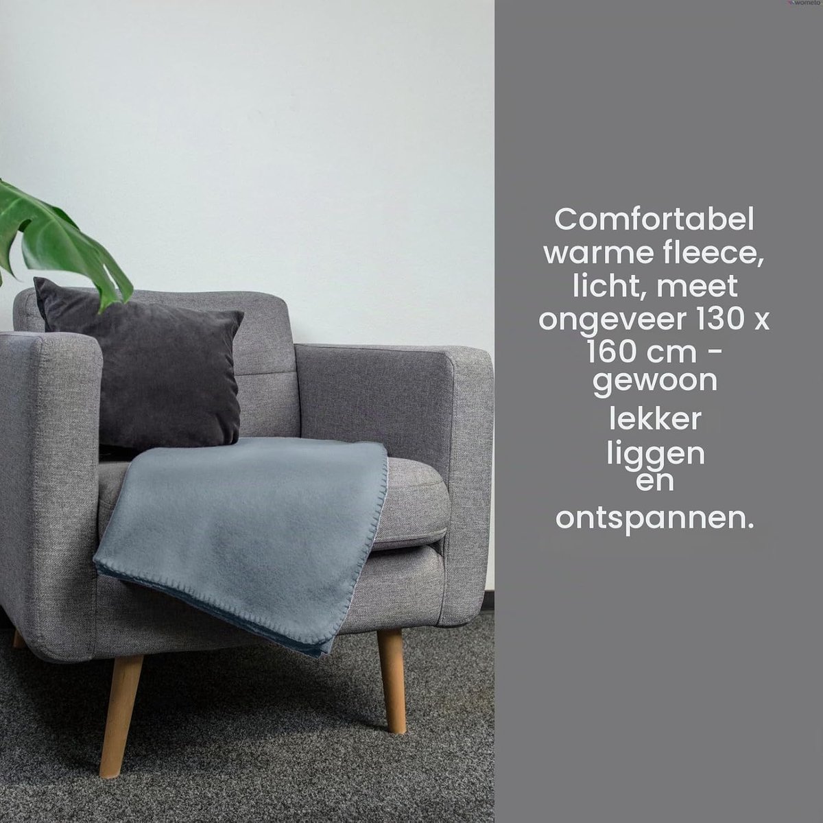 Fleece dekens, 2-delig, 130 x 160 cm, grijs