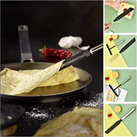 Pannenkoekenschep 19 cm, siliconen pannenkoekenspatel 35 cm, voor gebruik in huiskeuken of bak- en kookspatel op feestjes. — afbeelding 5