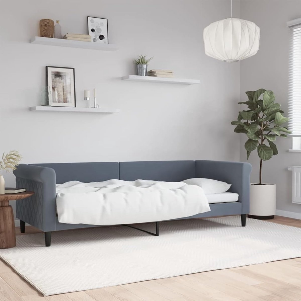 Dagbed, donkergrijs, 80 x 200 cm, fluweel, slaapbank, dagbed, slaapbank voor woonkamer, logeerkamer, kleine woningen, 354238