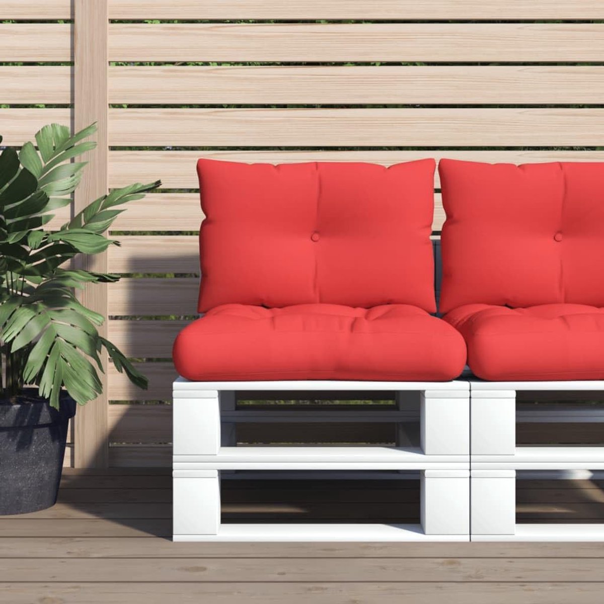 2-delig. Rode stof tuinmeubelkussen voor outdoor zitkussens met zachte vulling en kussens voor tuin en terras