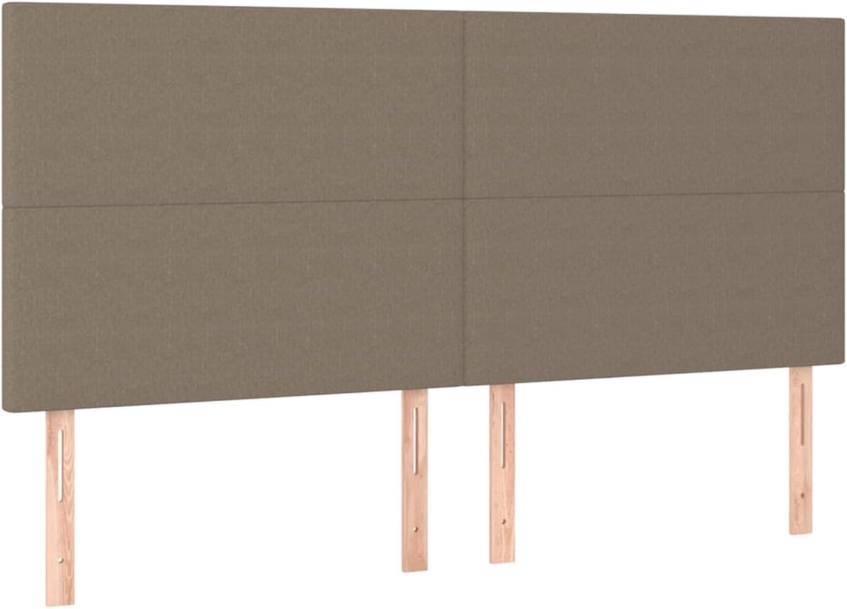 Hoofdeinde taupe, 200 x 5 x 118/128 cm, stof, voor bedden zonder hoofdeinde, ideaal voor slaapkamer en moderne woonkamers, eenvoudige montage, gemakkelijk te reinigen en rugvriendelijk zitten