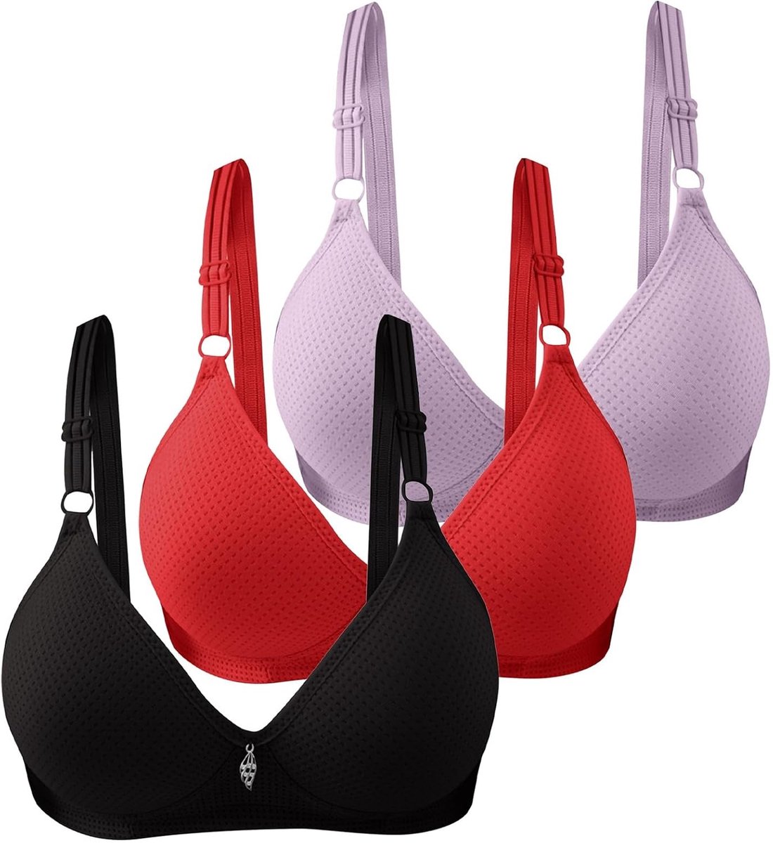 Zonder beugel dames zachte beha naadloos comfort bustier V-hals gevoerd ademend slaapbeha set van 3 brede bandjes huidvriendelijk chic A38