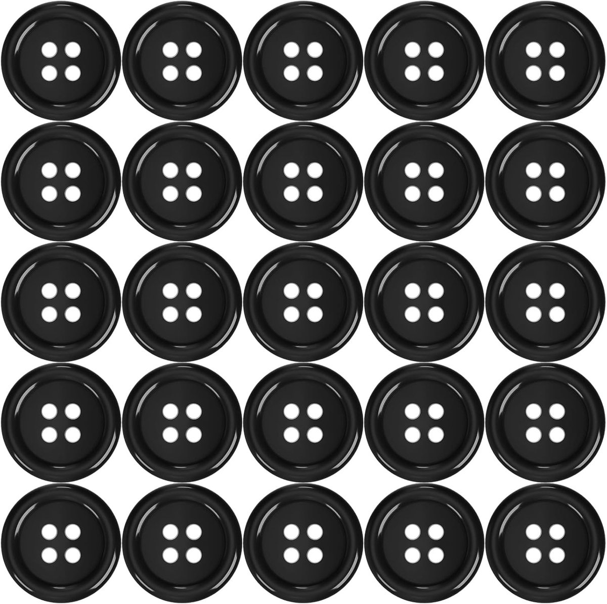 Knopen voor bekleding hars buttons zwarte knopen 4 gaten knopen voor knutselen, rond om te naaien, basisknop, harsknopen voor kleding, naaien, doe-het-zelf handwerk, scrapbooking en