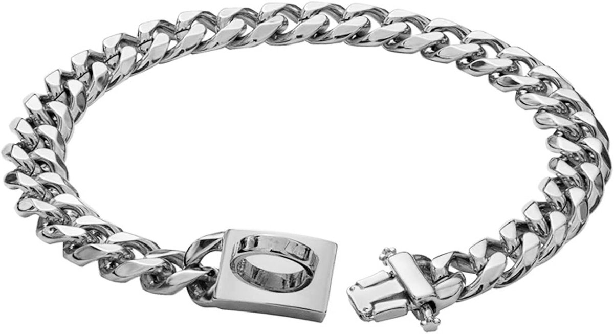 hondenhalsband, 15 mm brede hond Cubaanse schakelketting kraag met metalen gesp