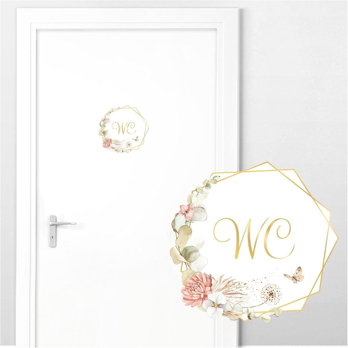 Deur sticker toilet met bloemenrank muursticker voor badkamer boho muursticker badkamer toilet muursticker zelfklevende decoratie DL987
