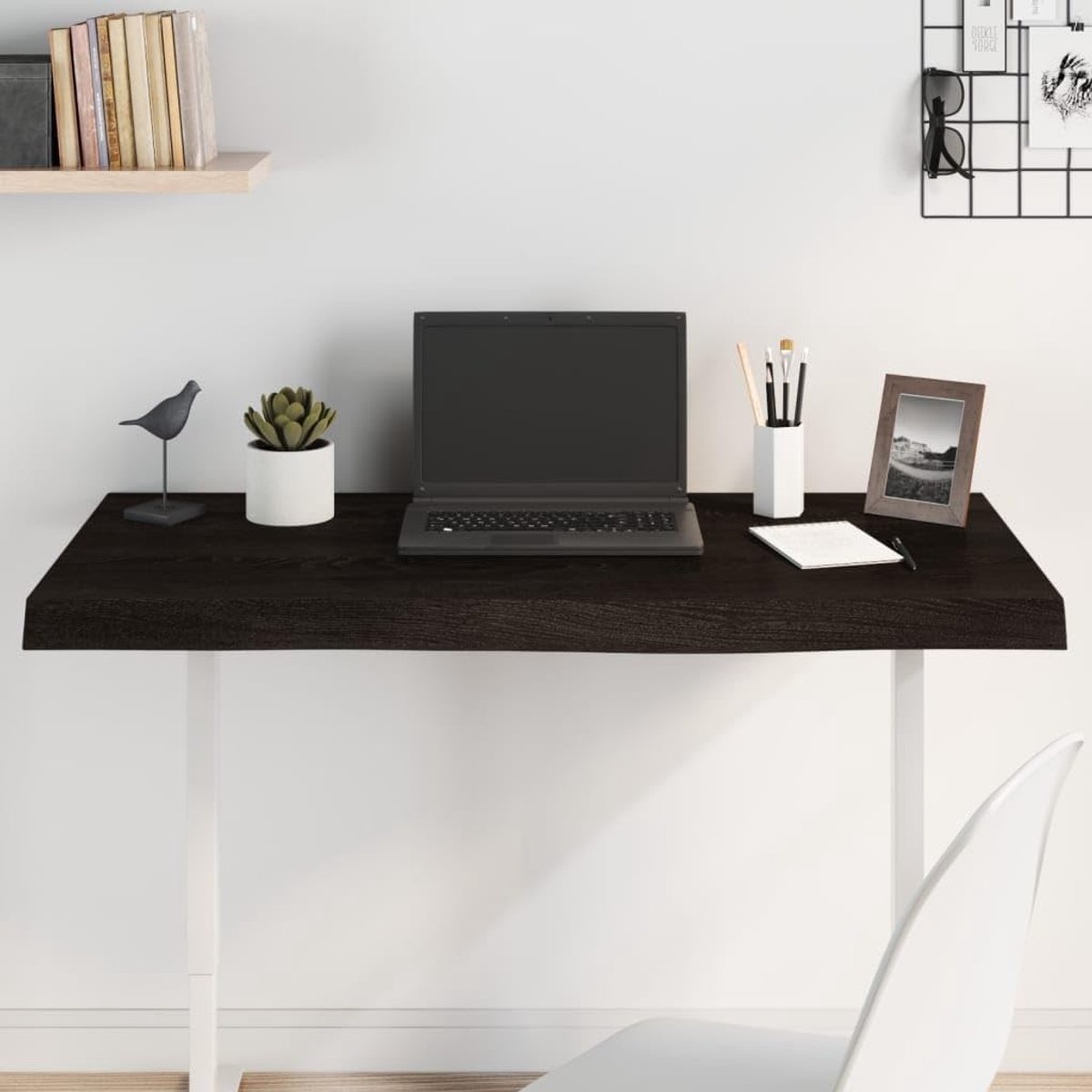 Vervangend tafelblad, houten tafelblad, eettafelblad, vervangingsplaat voor tafel, geschikt voor café, restaurant, hotel, eetkamer, donkerbruin, 100 x 60 x (2-6) cm, massief hout