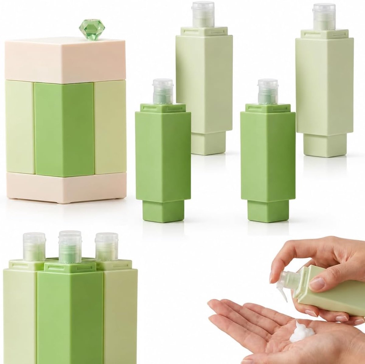 4-in-1 reissprayfles, navulbare shampoofles, reisaccessoire