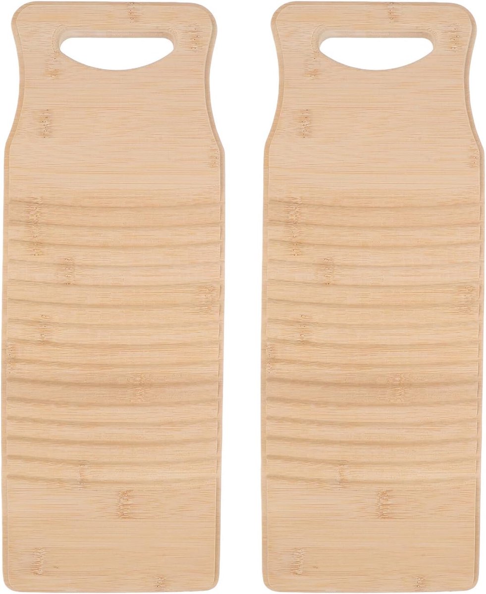 2 Stuks Bamboe Wasbord voor Wasgoed Antislip Handwasbord met Geribbelde Scruboppervlak Natuurlijk Huishoudelijk Wasbord voor Kleding Handwas in Badkamer Studentenhuis