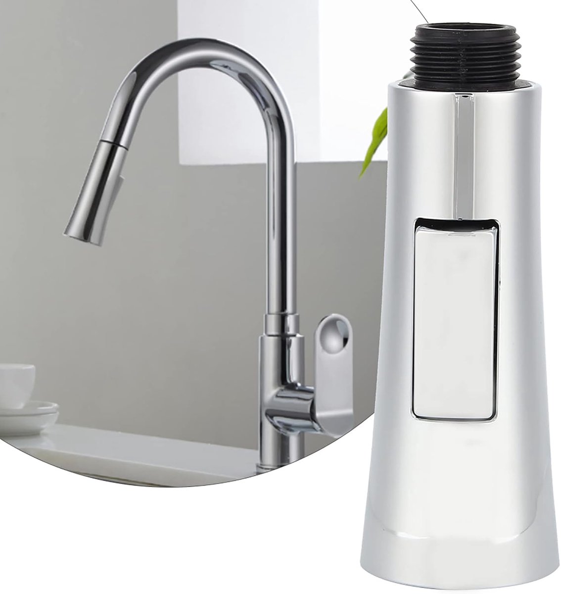 Spoelbak kraankop Uitschuifbare sproeikop voor badkamer keukenkraan reserveonderdeel G1 / 2 aansluitingen mondstuk galvaniseren