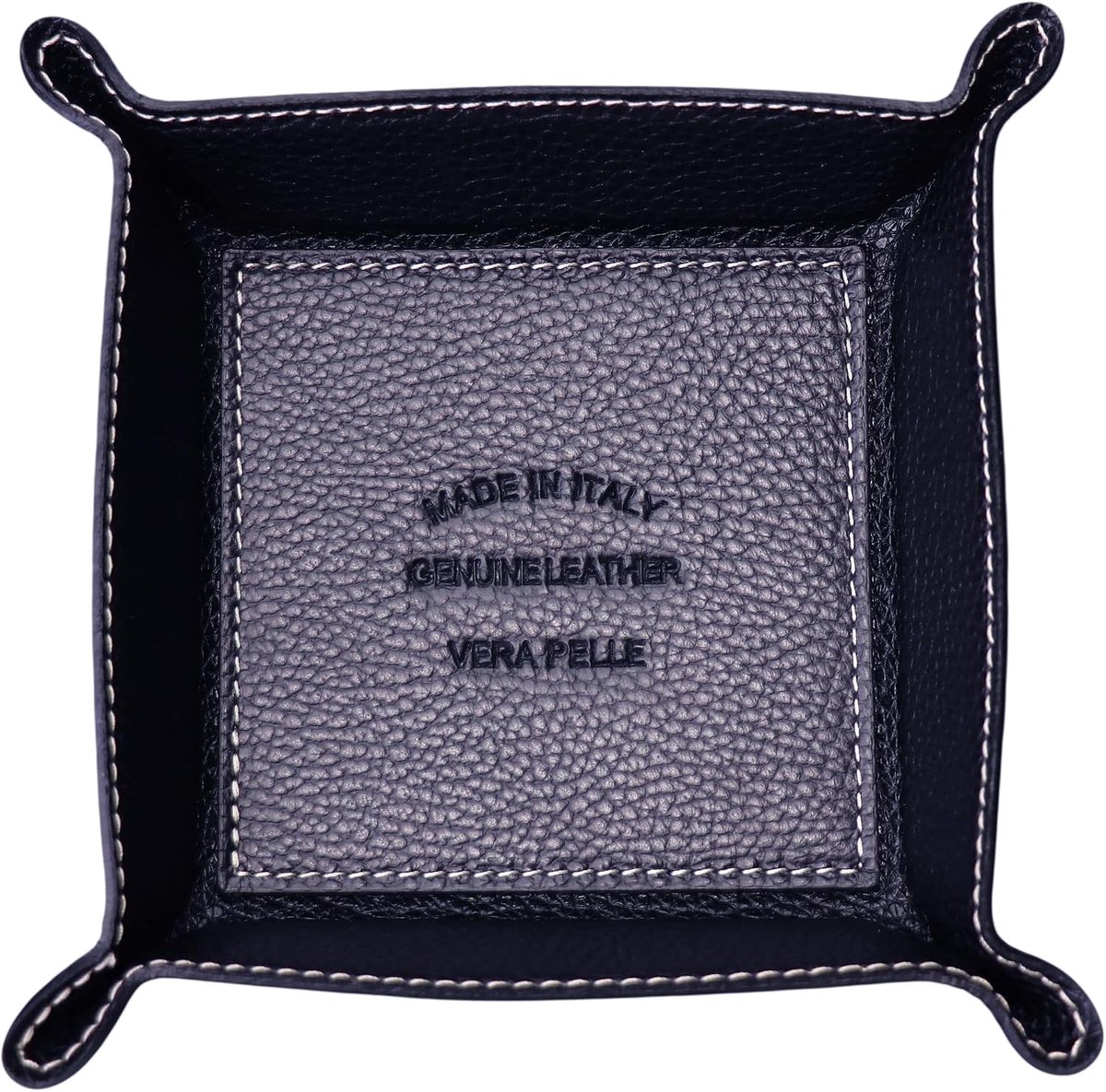 Leder Lederen schaal Pocket Leeg van echt leer Handgemaakt Lederen dienblad Opbergdoos Opbergdoos voor Sieraden Portemonnees Horloges Sleutels Munten Mobiele Telefoon Abi G276 16x16cm (Donkerblauw)