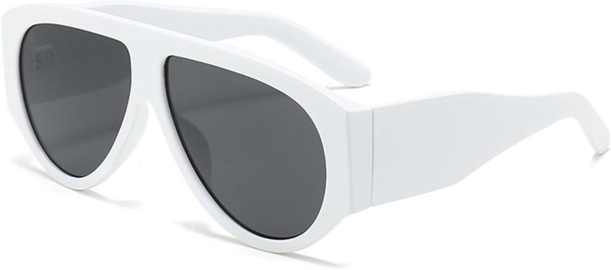 Oversized zonnebril, ovale pilotenbril, oversized zonnebril voor dames en heren, zwart