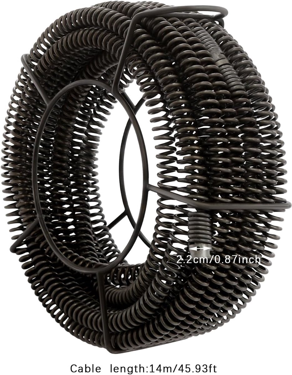 22 mm + 14 m veerspiraal, buisreinigingsmachine, buisspiraal, afvoerspiraal voor buisreiniger, buisreiniger, buisreiniger, afvoerreiniger (14)
