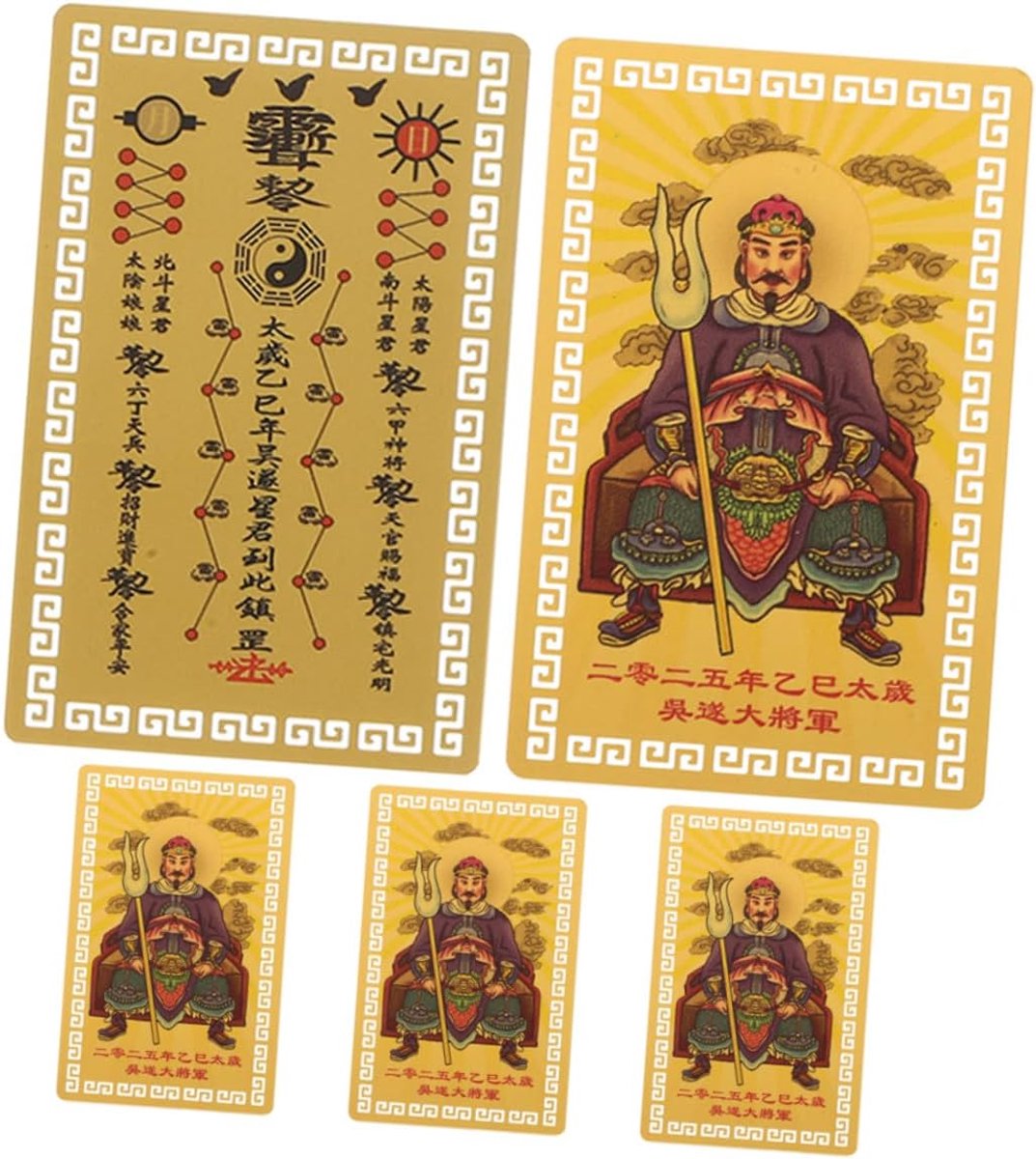 5 Stuks Taisui Gouden Amuletkaarten Traditionele Chinese Feng Shui Decoraties Delicate Metalen Beschermingskaarten voor Welvaart Geluk