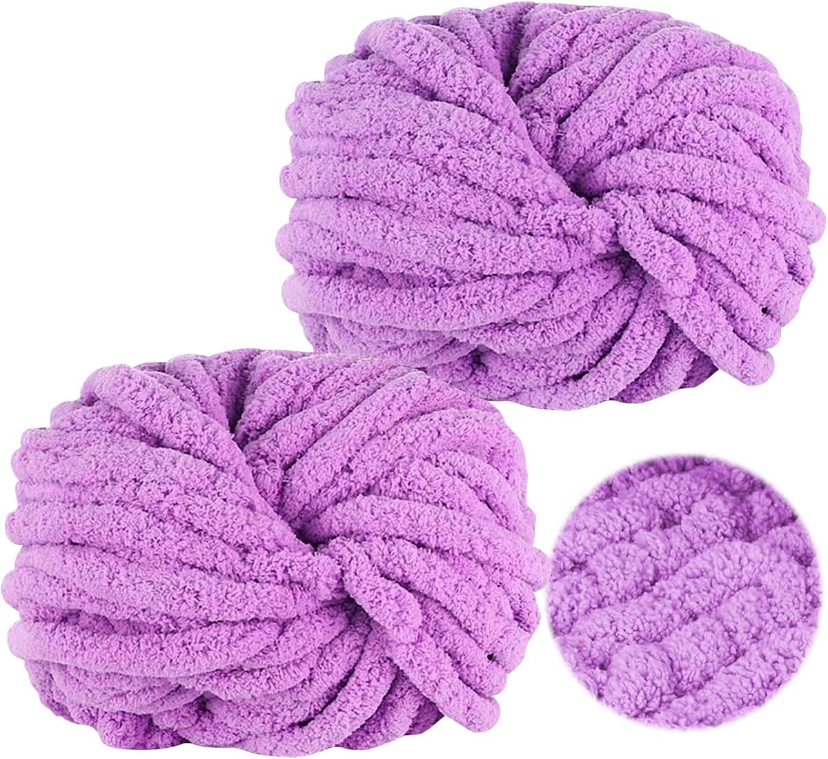 wol om te haken, 250 g x 2, Chunky Yarn, superzachte dikke wol voor handbreien, armbreien, wol, wollig, voor haken van deken, sjaals, mutsen, sierkussens, paars (Taro Lila)
