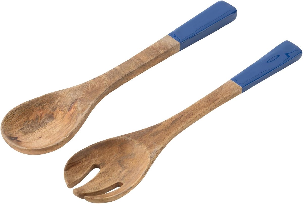 Set van 2 SaladeSTEK MANGOHOUT BLAUW BLAUW / NATUUR