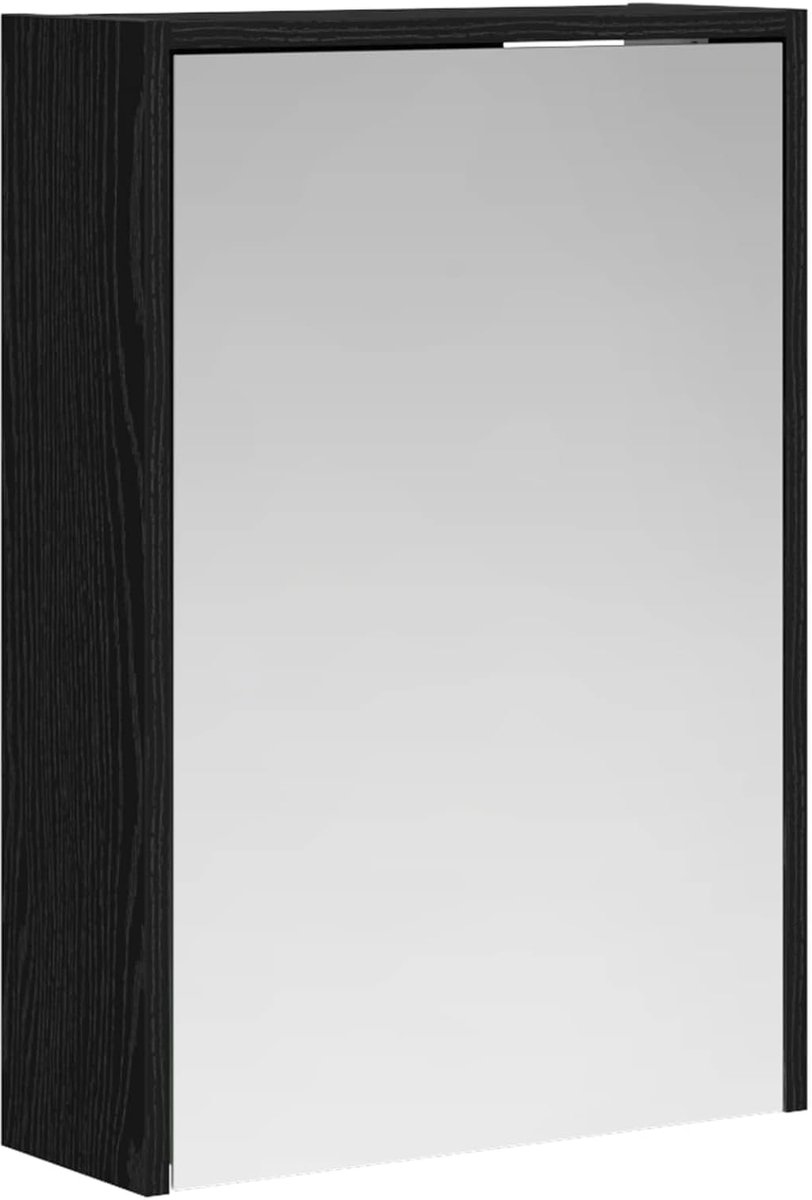 Badkamer spiegelkast zwart eiken look 43 x 16 x 62,5 cm, hangende badkamerkast opbergkast voor badkamer 889136