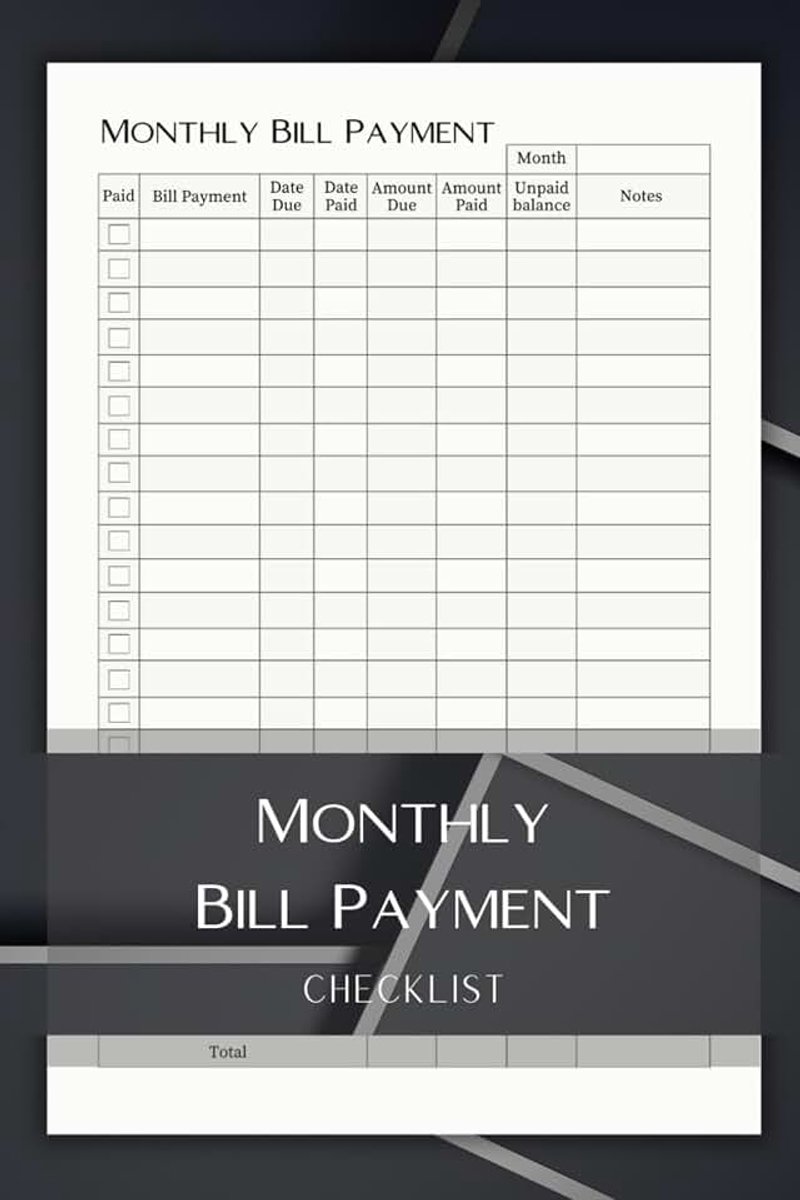 Bill Payment Checklist: Small Financial Organizer for, Finance and Payments