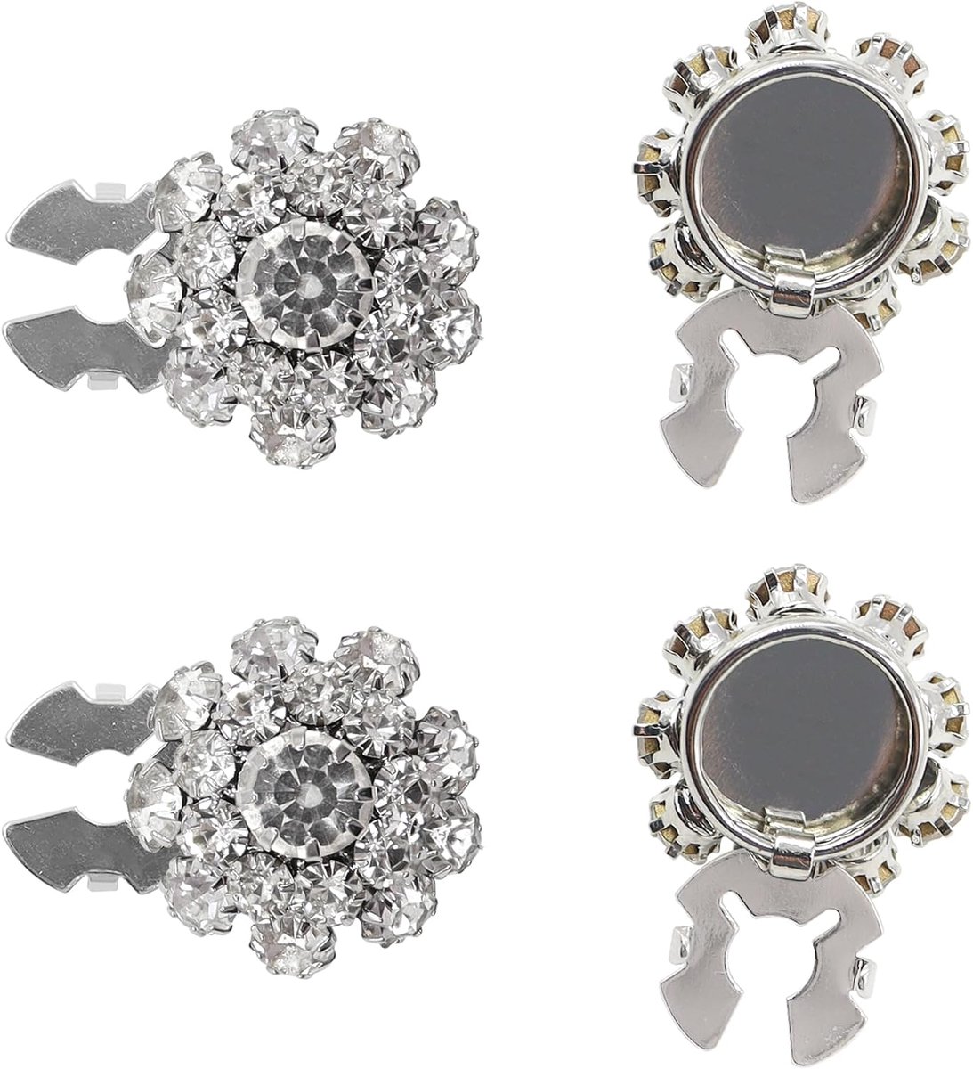 4 stuks strass knoophoezen voor vrouwen blouses, decoratieve kristallen hoezen, afneembare clip-on knoppen voor jurk pak shirt, sprankelende knop cover voor vrouwen cadeau