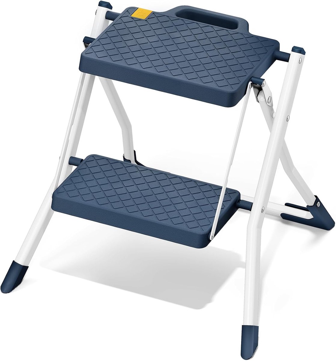 Trap 2 Treden Inklapbaar, Huishoudtrap 2 Treden Antislip, Inklapbare Trapje met 150kg Capaciteit voor Thuis, Keuken, Blauw