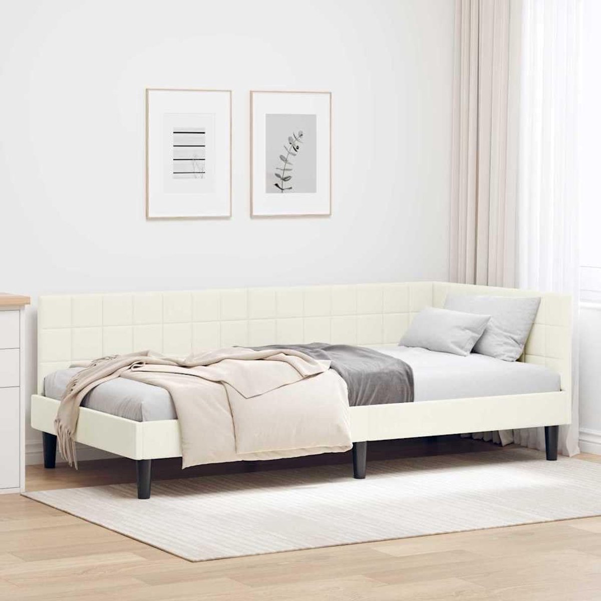 L vormig dagbed Crème 90 x 200 cm