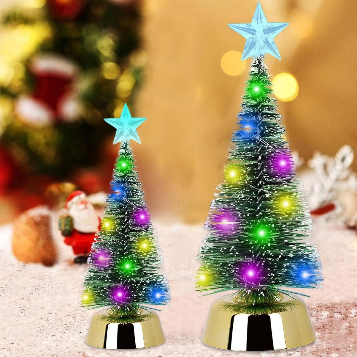 25 cm + 19 cm, mini-kunstkerstboom, kerstboom met ledverlichting, kleine kerstdecoratie, voor tafeldecoratie, kerstdecoratie