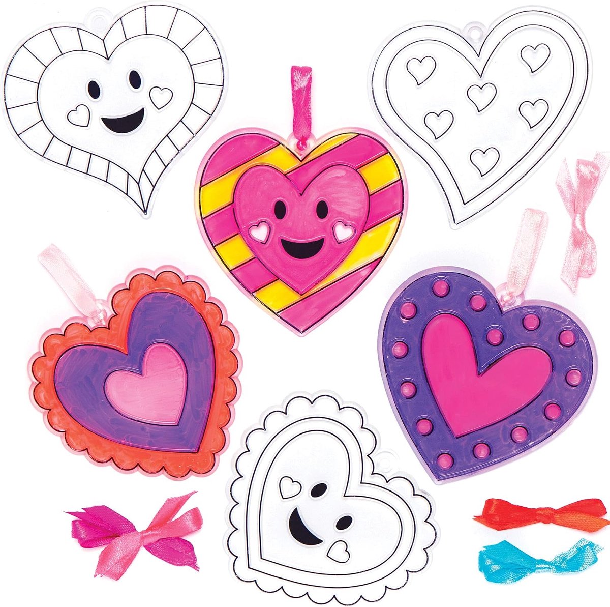 Ross raamdecoratie "Hart". Valentijnsdag knutselset voor kinderen (10 stuks)