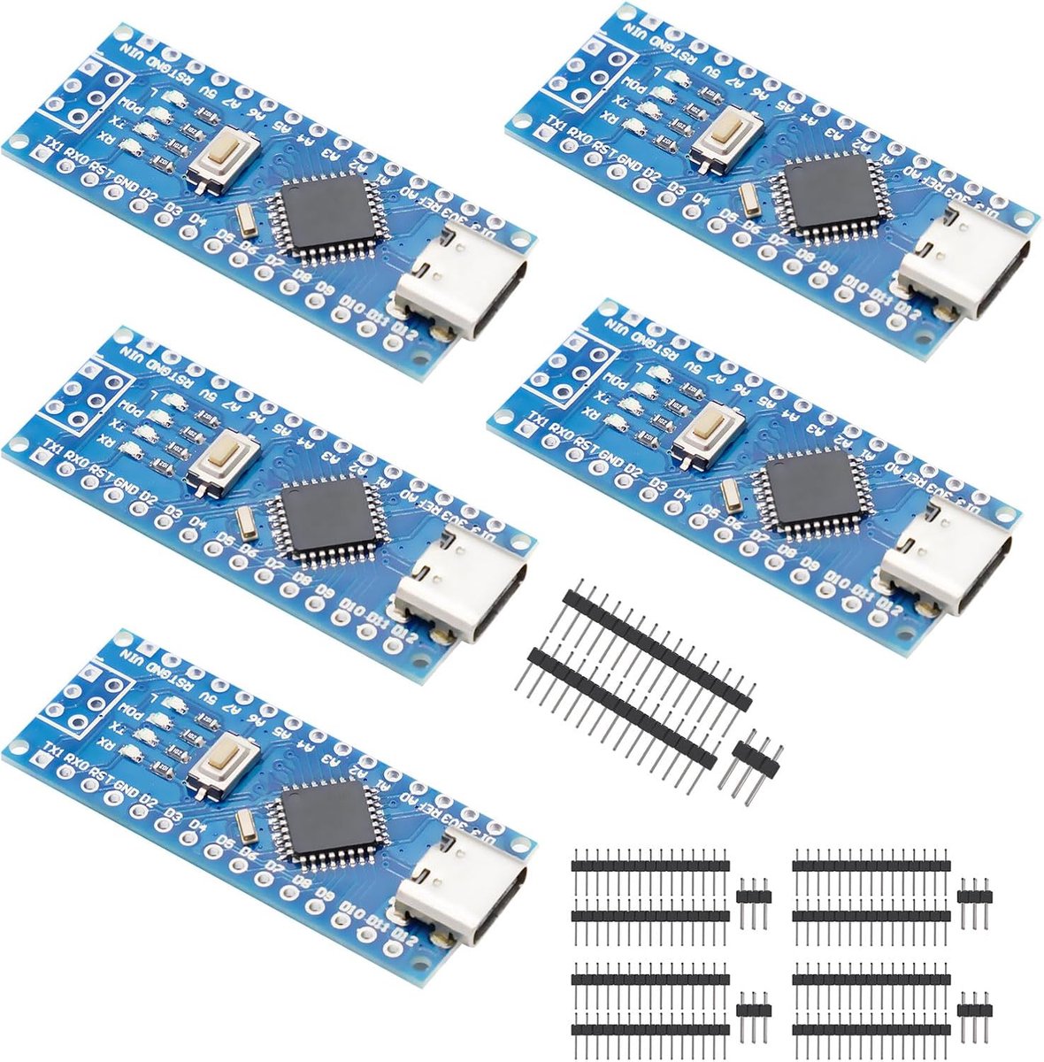 5 stuks NA-no V3 board modules met AT-mega-328P, NA-no V3 Board CH-340 5V 16 M Type-C stekker microcontroller-board met At-mega-328 CH-340 voor Ard-uino
